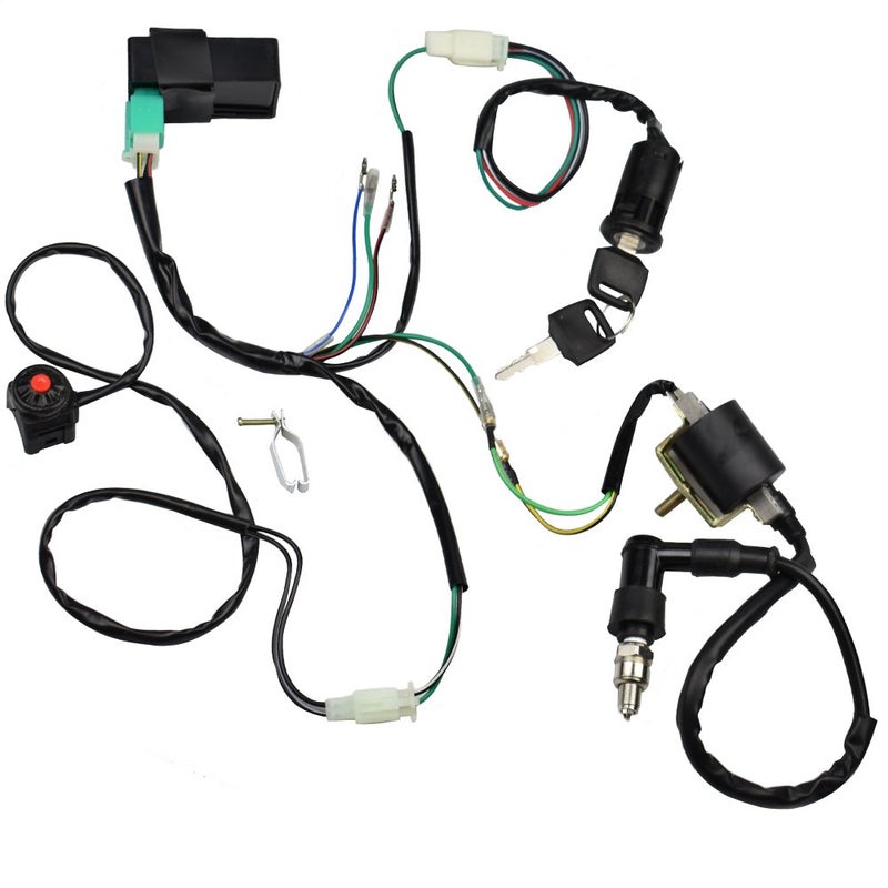 LAXEEM Wire Harness Wiring Loom CDI Ignition Coil Spark Plug Rebuild Kit for 50cc 70cc 90cc 110cc 125cc Stator CDI Coil ATV Quad Bike Buggy Go Kart - Image 1